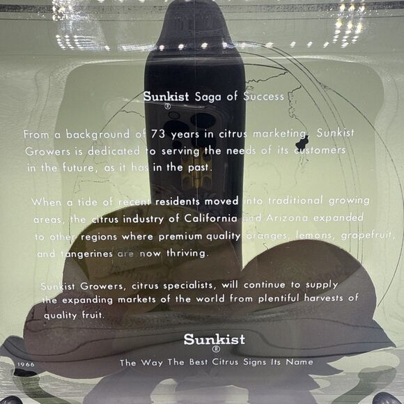 Vintage SUNKIST Smoke Glass & Gold World Saga Of Success Orange/Lemon Dish 9”x7” - Picture 6 of 10